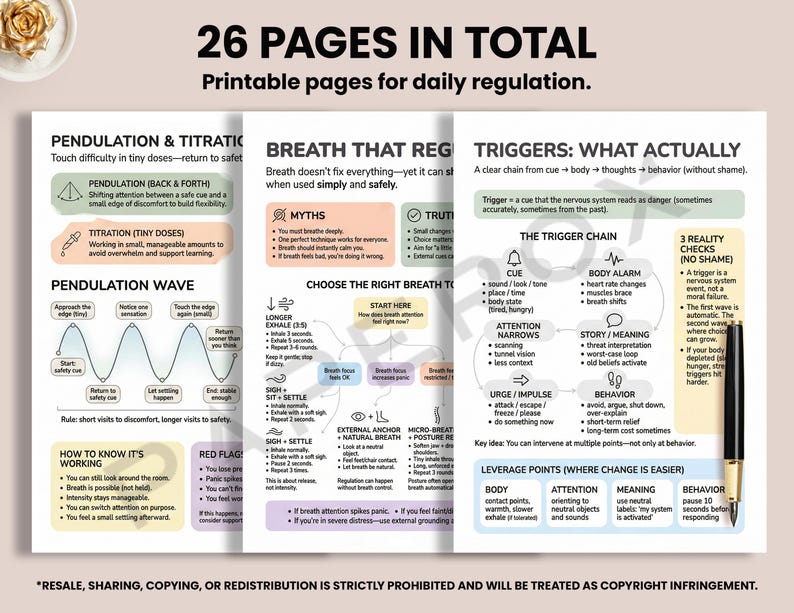 Somatic Therapy Worksheets - Coping Skills Workbook + Cheat Sheet ...