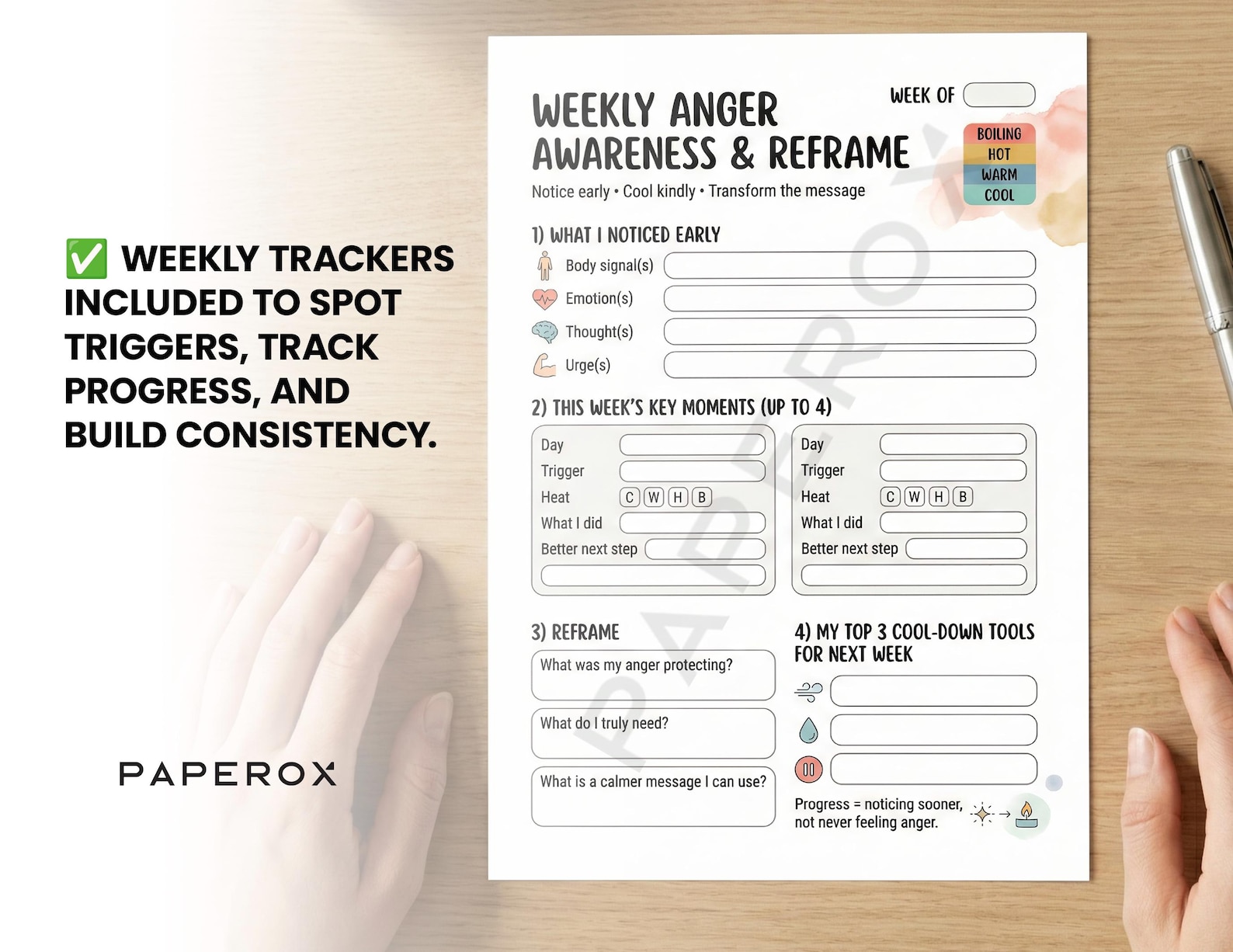 Impulse Control Worksheets Bundle + Anger Management Wheel Poster, Self ...