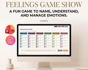 Emotional Regulation Therapy Game for Kids & Teens, Feelings Game Show, SEL Emotions Game, School Counselor Activity, Digital Group Game