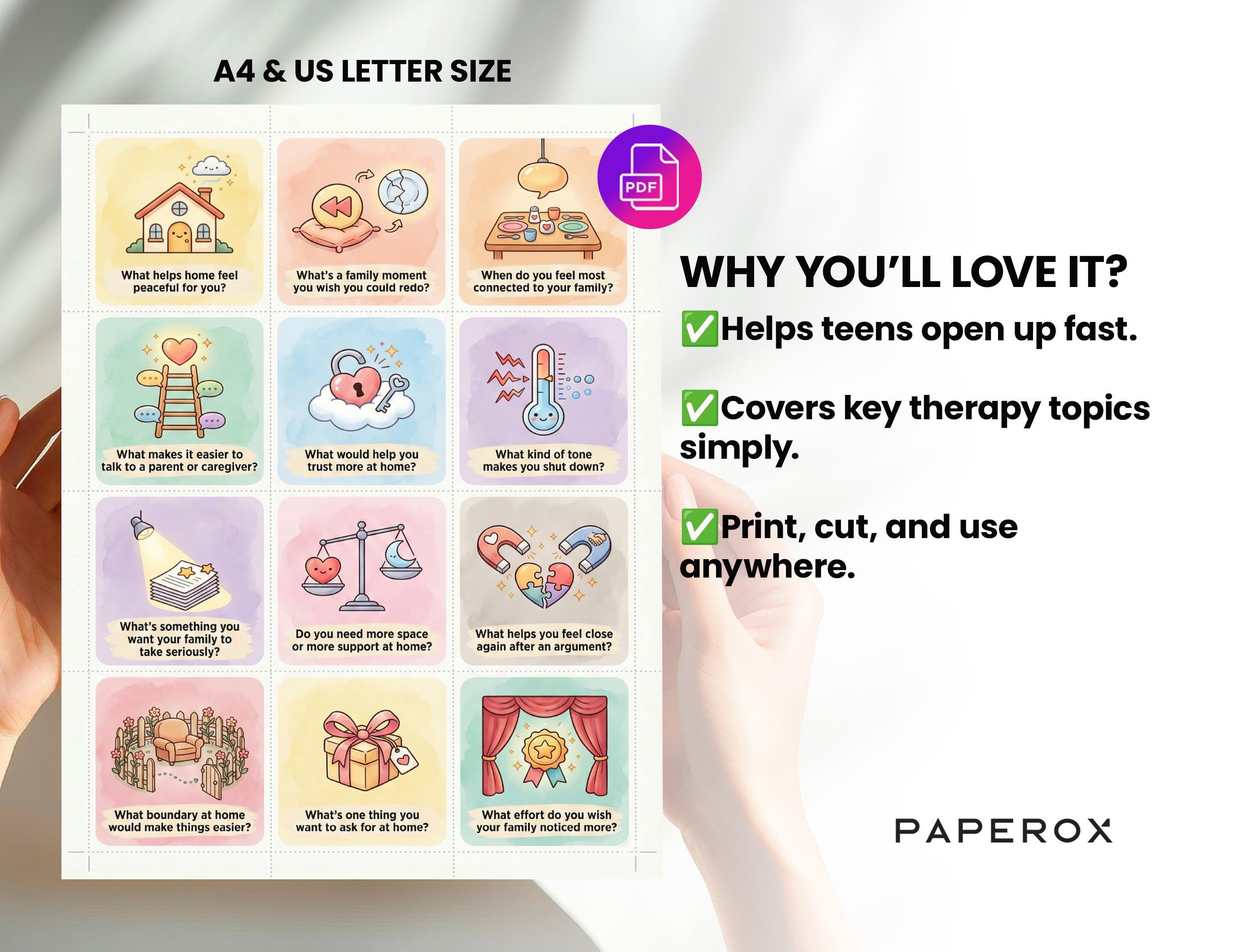 120 Teen Therapy Question Cards Printable - Teen Counseling ...