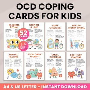 OCD-hanteringskort för barn - Arbetsblad för terapi vid tvångssyndrom | ERP-exponering och responsprevention | | Påträngande tankar