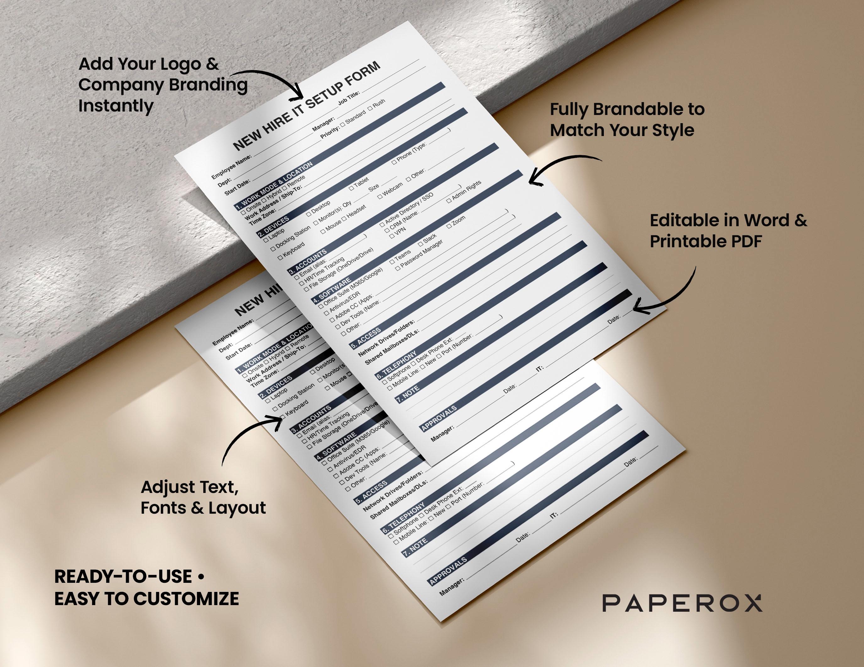 It Provisioning Form Example New Hire IT Setup Checklist – Editable Tech Provisioning Form & Network ...