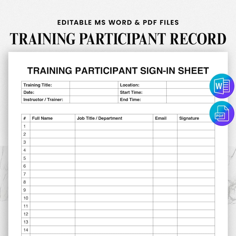 Training Sign In Form In Training Sign - Etsy