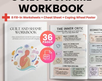 Guilt & Shame Workbook, Guilt vs Shame Guide, Shame Spiral Worksheets, Self-Forgiveness, Inner Child Healing, Trauma Recovery Coping Skills