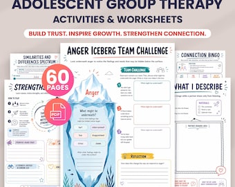 Adolescent Group Therapy Activities, Teen Group Counseling Worksheets, Emotional Regulation, Communication & Coping Skills PDF