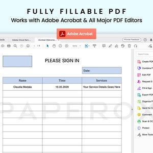 Fillable Sign in Sheet PDF, Client Sign in Sheet, Spa Client Check in ...