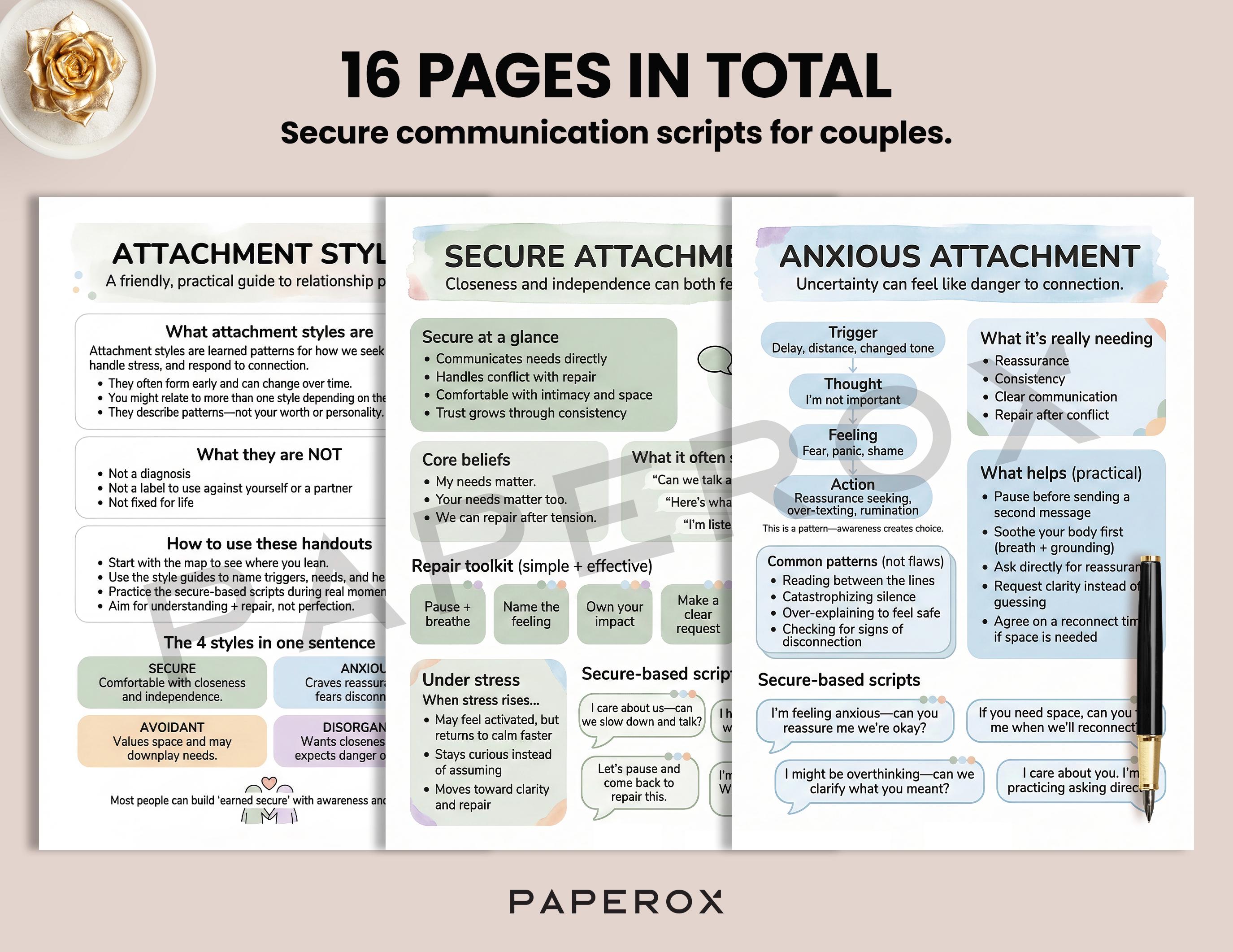 Attachment Styles Handouts & Worksheets - Relationship Patterns Therapy ...