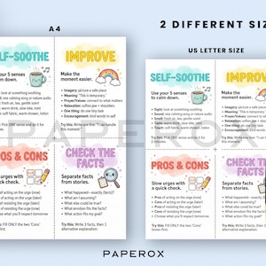 64 DBT Flash Cards Printable, Dialectical Behavior Therapy Coping ...