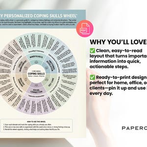 Personalized Coping Skills Wheel Printable PDF, Self-care & Emotional ...