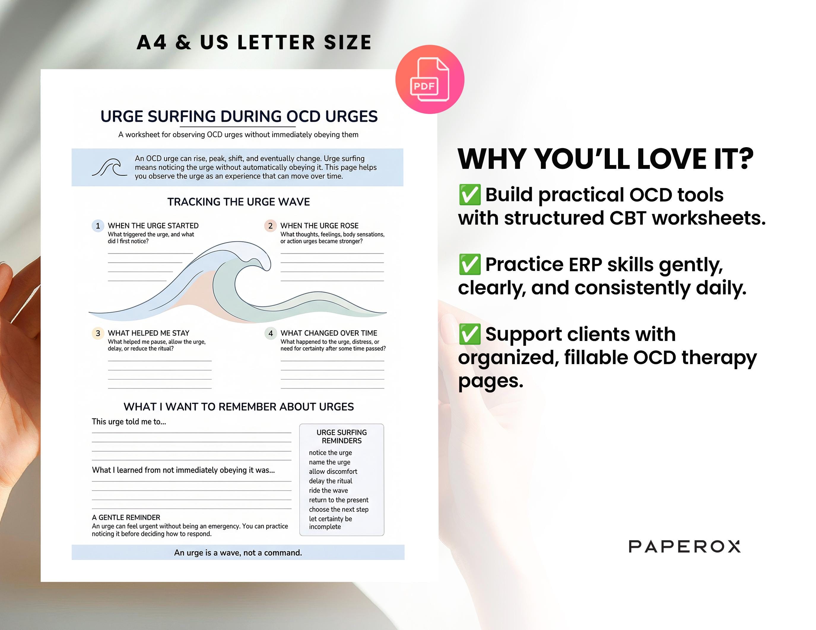 OCD Worksheets Bundle: CBT Workbook for Adults, ERP Therapy Handouts ...