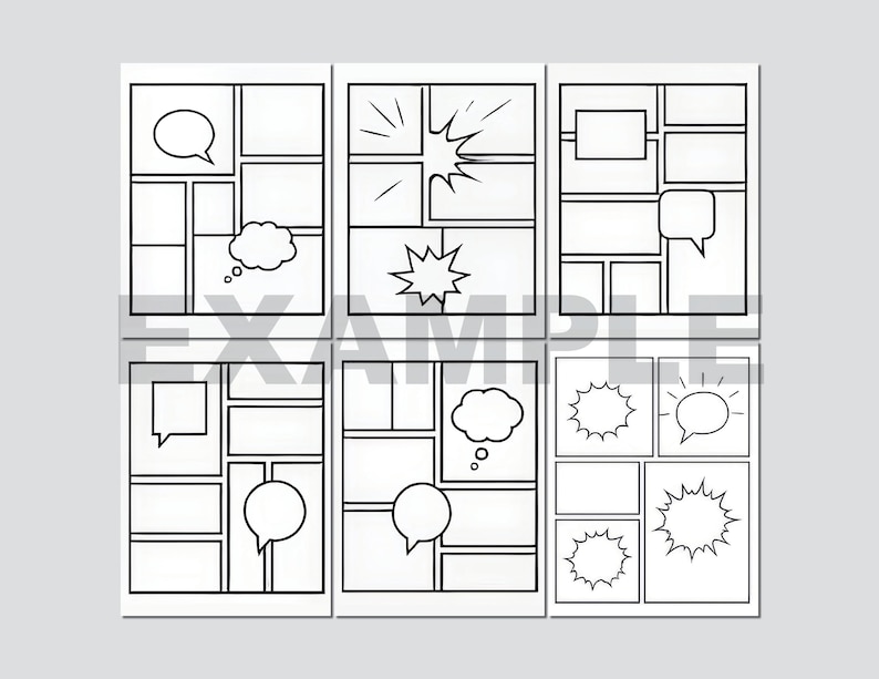 50 Blank Comic Book Templates Printable - Comic Strip Drawing Pages ...