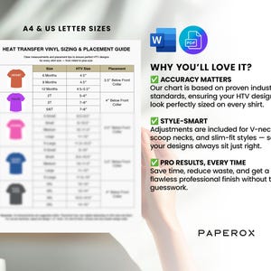Heat Transfer Vinyl Sizing Guide, HTV Size Chart, T-shirt Vinyl ...