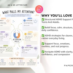 Druckbarer ADHD Planer, ADHD Arbeitsbuch für Teenager Erwachsene, Arbeitsblätter für Exekutivfunktion, ADHD Toolkit, Adhd Arbeitsblätter, emotionale Regulierung Bild 2