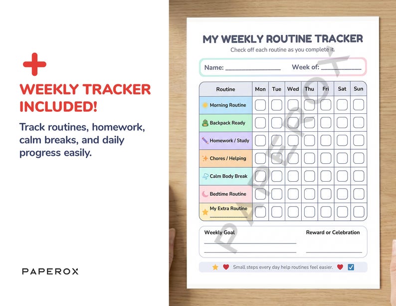 Children ADHD Executive Functioning Printables, Kids Behavior Chart ...