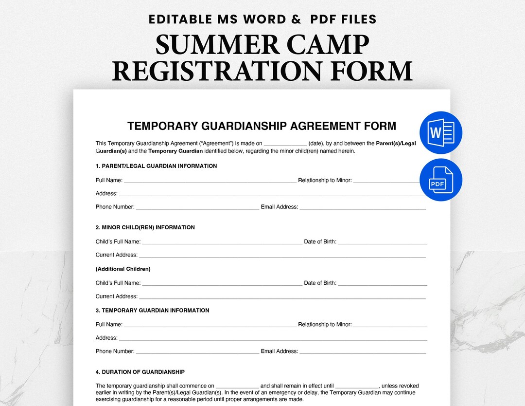 Summer Camp Registration Form Template - Camper Registration Consent ...