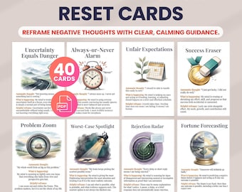 CBT Thought Trap Cards, Automatic Negative Thoughts, Cognitive Distortions, Therapy Cards, Reframe Worksheets, Thinking Errors
