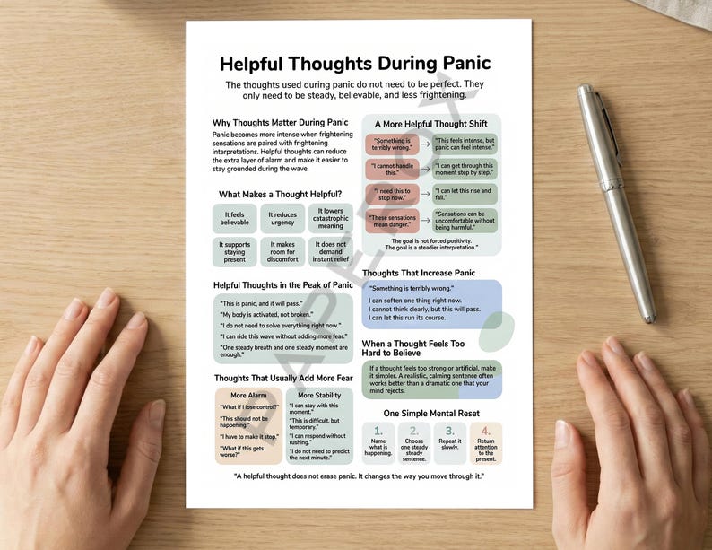 Panic Attack Coping Skills Workbook, Anxiety Worksheets, CBT Therapy ...