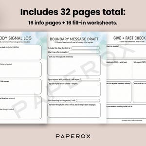 Personal Boundaries Worksheets, Healthy Boundary Setting Workbook, DBT Dear Man & Give Fast, People Pleasing Help, Therapist Resource image 6