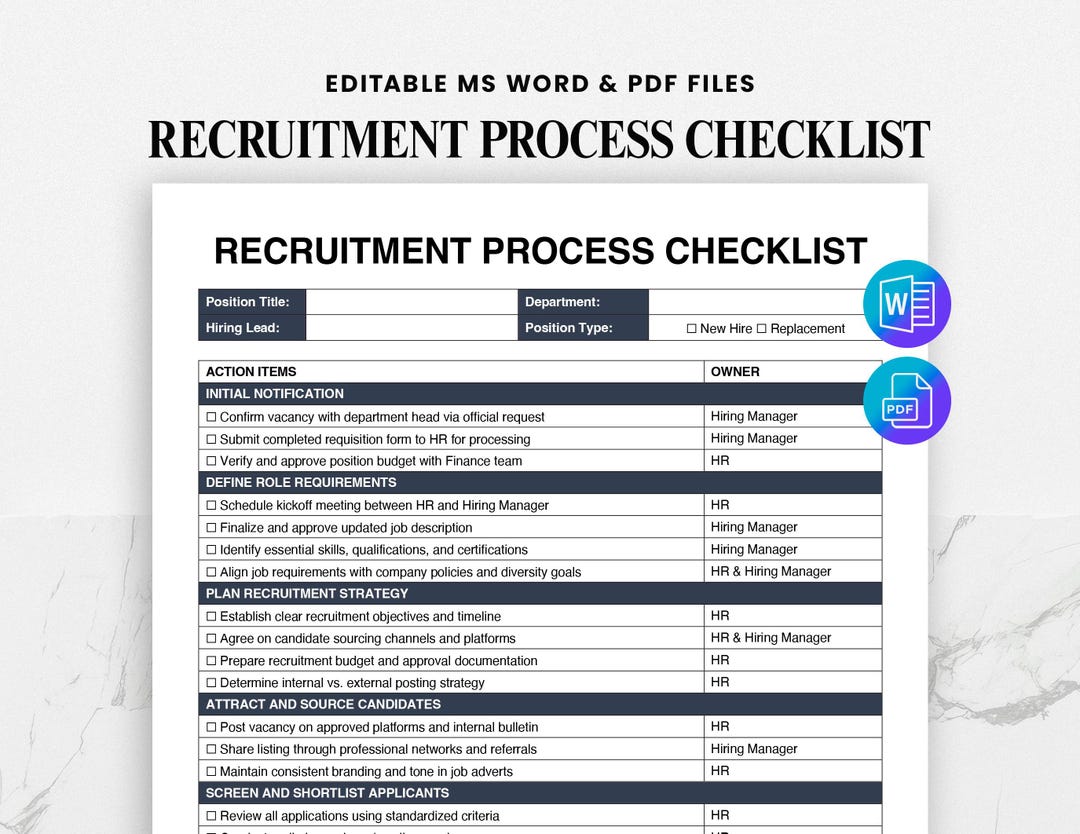Recruitment Process Checklist | Employee Hiring Form | HR Hiring ...