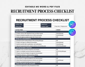 Lista de verificación del proceso de contratación / Formulario de contratación de empleados / Plantilla del proceso de contratación de RR. HH. / Incorporación de nuevos empleados / Formulario de contratación de personal (PDF)