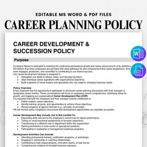 Career Development Policy | Editable HR Template | Employee Growth Plan | Promotion & Succession Planning | Performance Review Form