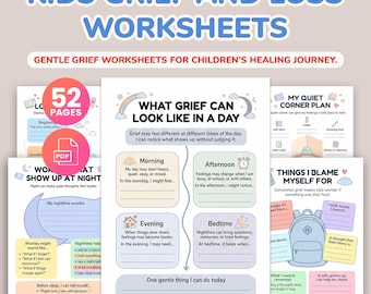 Children’s Grief Workbook, Kids Grief and Loss Worksheets, Child Therapy Activities, Counseling Resources, CBT Tools, Group Therapy