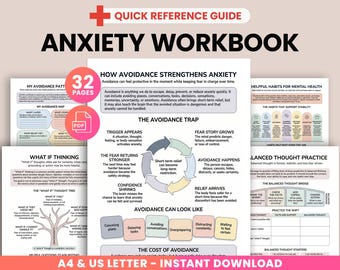 Anxiety Worksheet Journal, CBT Therapy Worksheets, Anxiety Triggers Workbook, Therapist Client Handouts, OCD Mental Health Plan