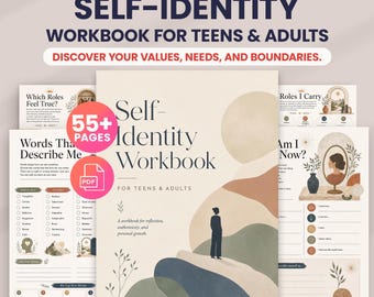 Self-Identity Workbook, Self Esteem Worksheets, Confidence Journal, Values and Beliefs, Core Beliefs, Therapy Worksheets,Adult Teens Therapy