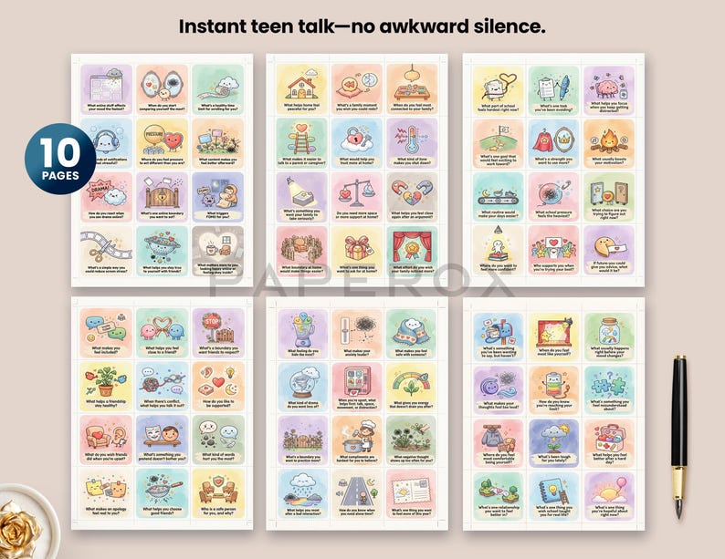 120 Teen Therapy Question Cards Printable - Teen Counseling ...