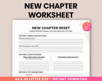 Life Reset Worksheet - New Chapter, Life Audit & Goal Setting, Vision + Values Reflection, New Year Reset Prompts, Personal Growth Printable