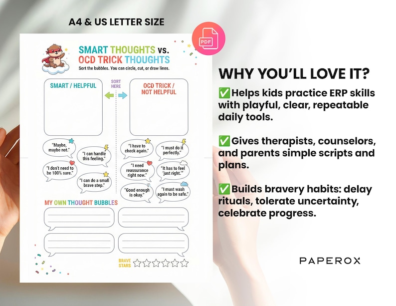 OCD Worksheets for Kids, ERP Therapy Workbook, Child Anxiety Activities ...