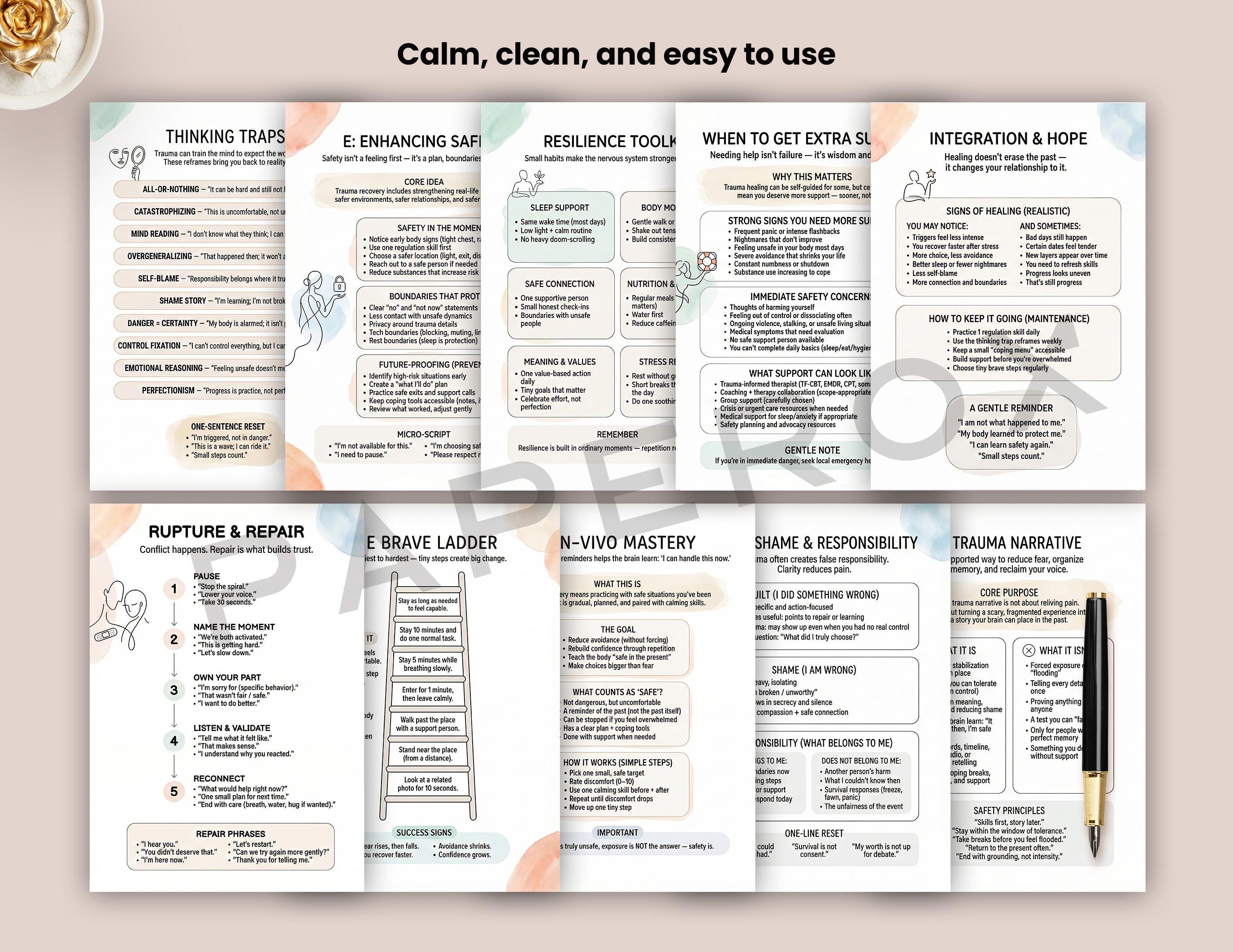 Trauma Healing Worksheets CBT Bundle, PTSD Coping Skills, Nervous ...