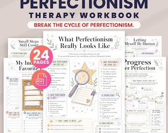 Perfectionism Workbook, Therapy Worksheets for Teens & Adults, Progress Over Perfection Journal, CBT Self Help Printable