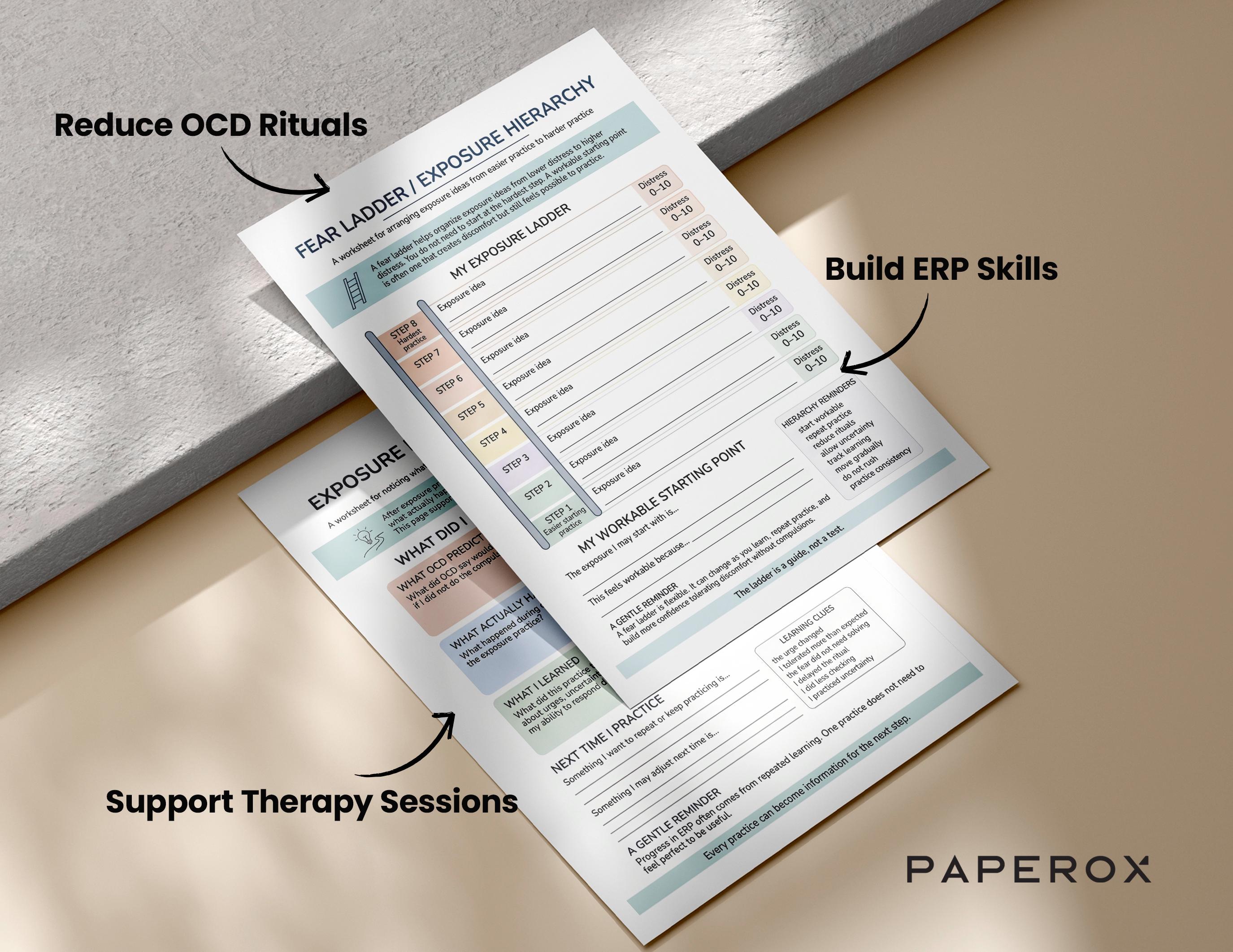 OCD Worksheets Bundle: CBT Workbook for Adults, ERP Therapy Handouts ...