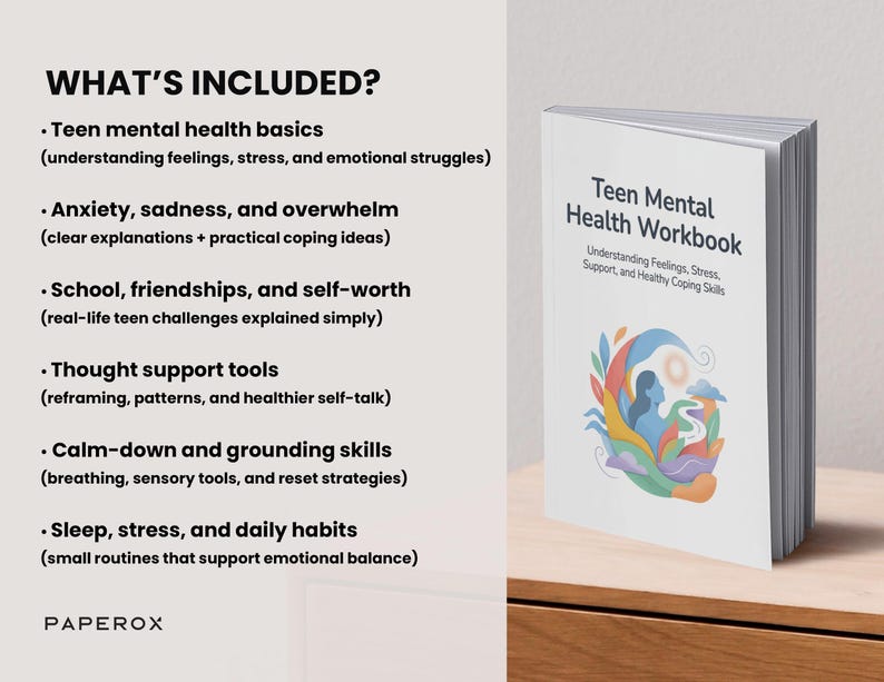 Teen Mental Health Workbook, Emotional Wellness Journal for Teens ...