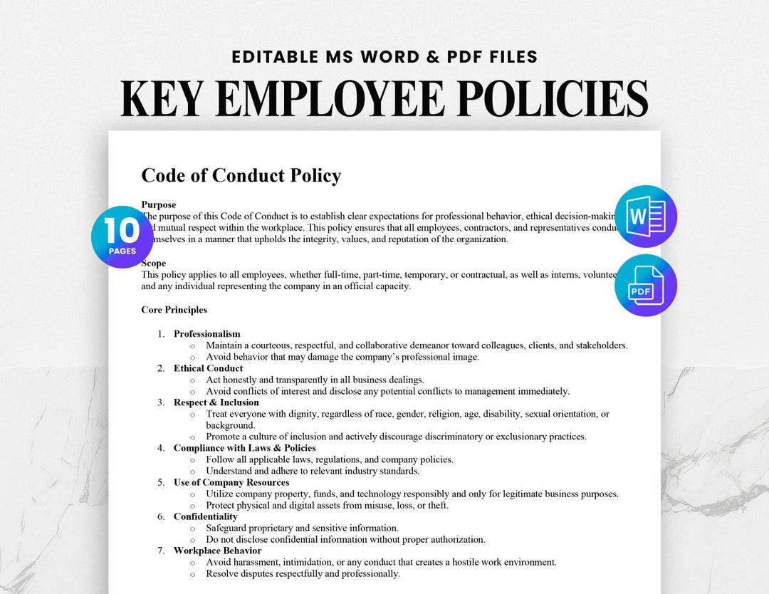Employee Policy Pc Example Employee Policy Bundle | HR Templates | Workplace Policies and ...