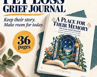 Pet Loss Grief Journal, Bereavement Workbook for Teens & Adults, Animal Memory Keepsake, Therapy Worksheets, Printable PDF