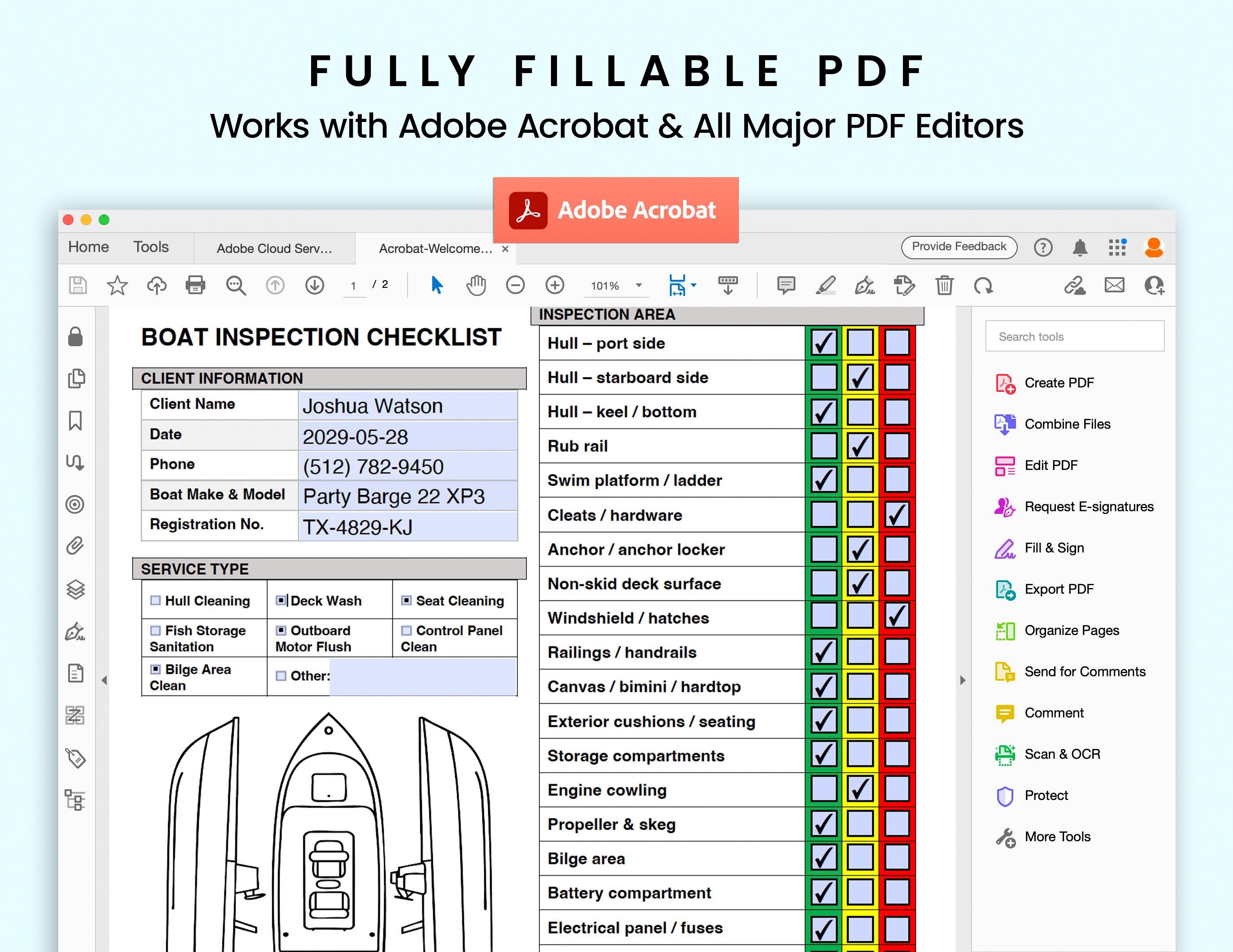 Pre-inspection Boat Detailing Checklist Form - Editable Marine ...