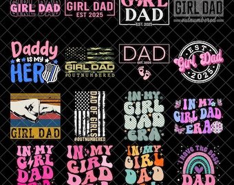 Paquete de papá niña (PNG), padre e hija (PNG), linda vida de papá (PNG), nuevo papá (PNG), gráfico de papá niña (PNG), diseños de sublimación para el Día del Padre