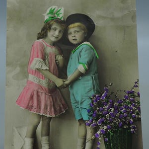 Set von 4 vintage Vintage Happy Birthday Postkarten für Kinder aus den 1920er Jahren – gebraucht