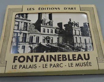 Carpeta de fotos antiguas del Palacio Fontainebleau, Francia, fotografía en blanco y negro