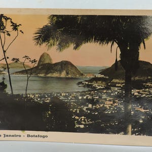 Cartão postal vintage antigo colorido à mão do Brasil – sem uso