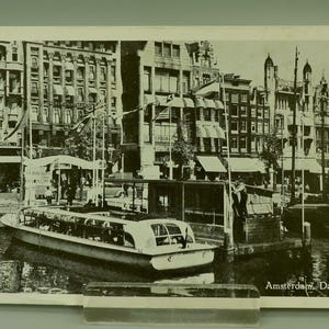 Conjunto de 3 cartões postais antigos não utilizados de Amsterdã – década de 1950 - fotografia em preto e branco