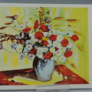 Set di 9 cartoline vintage con fiori, dipinte a bocca o a piedi – inutilizzate – anni '60