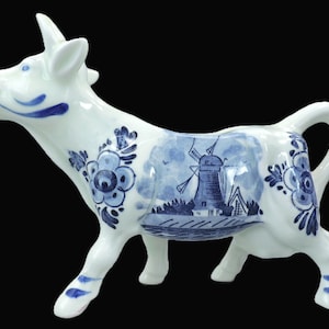Vintage delft blue milk jug cow – ceramic