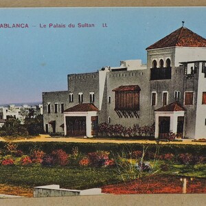 Set di 8 vecchie cartoline d'epoca inutilizzate da Casablanca, Marocco