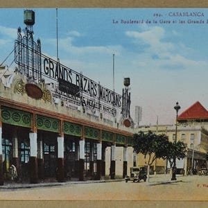 Lot de 7 cartes postales anciennes non utilisées de Casablanca, Maroc