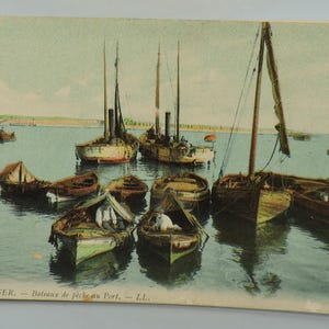 Set of 13 antique postcards from Algeria, hand colored photography – unused