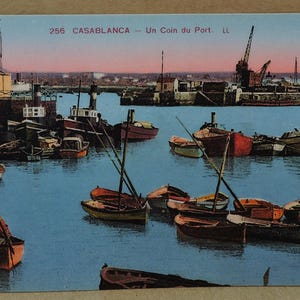Lot de 7 cartes postales anciennes non utilisées de Casablanca, Maroc