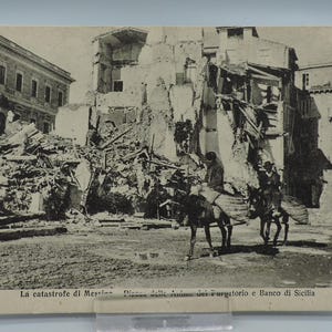 Cartoline d'epoca d'epoca della catastrofe di Messina del 1908 - fotografia in bianco e nero - inutilizzate